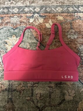 LSKD Pink Adjustable-Strap Sports Bra